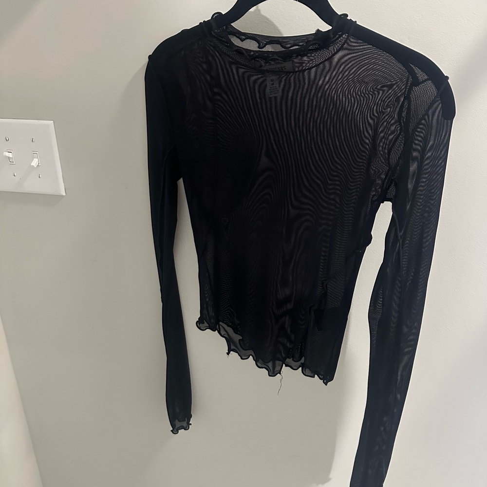 Urban Outfitters Black Fitted Ribbed Blouse